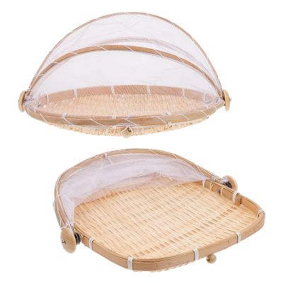 Cabilock Fruit Tray Countertop Food Tent Food Tent Gauze Basket Dustpans Desktop Fruit with Cover 2pcs Outdoor Food Covers Fruit Tent Basket Woven Food Serving Basket Food Tray