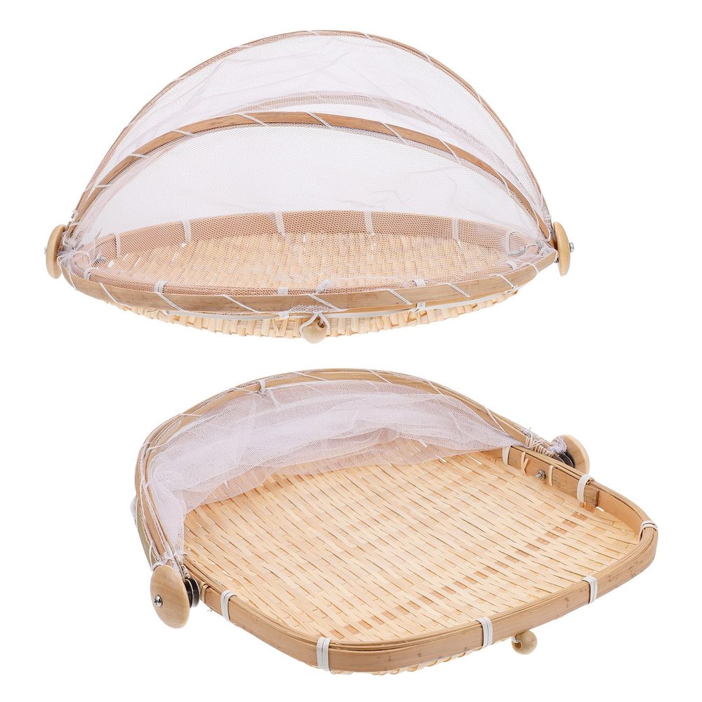 Cabilock Fruit Tray Countertop Food Tent Food Tent Gauze Basket Dustpans Desktop Fruit with Cover 2pcs Outdoor Food Covers Fruit Tent Basket Woven Food Serving Basket Food Tray