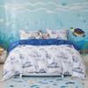 Simple&Opulence 100% Organic Cotton Duvet Cover for Kids Teens, 4 Pieces Soft Cartoon Comforter Cover with Zipper Closure, Boys Bedding Set with Sailboat Pattern,Full/Queen view 1