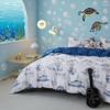 Simple&Opulence 100% Organic Cotton Duvet Cover for Kids Teens, 4 Pieces Soft Cartoon Comforter Cover with Zipper Closure, Boys Bedding Set with Sailboat Pattern,Full/Queen view 2