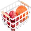 Alonsoo Farmhouse Baskets Wire Storage Metal Baskets Storage Bin Basket Organizer Farmhouse fruit Bin with Wood Handles for Pantry Cabinets Rustic Kitchen Counter Closet,2 Pack - White view 2