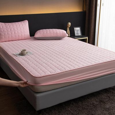 CFYCYHDZHT Double Sheets Fitted Boys and Girls Bedroom Cartoon Anime Print Bed Sheets, Quilted Non Slip Mattress Cover for Single Double King Size Bed Pink 1 150200cm