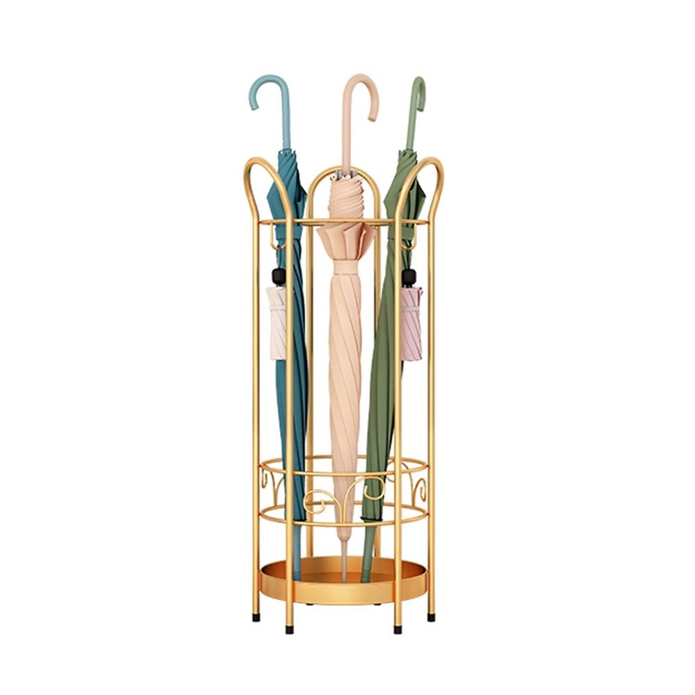 Umbrella Rack Hua Modern Metal Umbrella Stand, Umbrella Bucket Storage Rack, for Decoration of Umbrellas and Canes in The Lobby of A Home Entrance Hotel, Gold