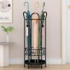Umbrella Rack Hua Modern Creative Umbrella Stand Black, Metal Umbrella Bucket, Umbrella/Cane Storage Rack for Household Entrance, with Hooks, 25x25x60cm view 2