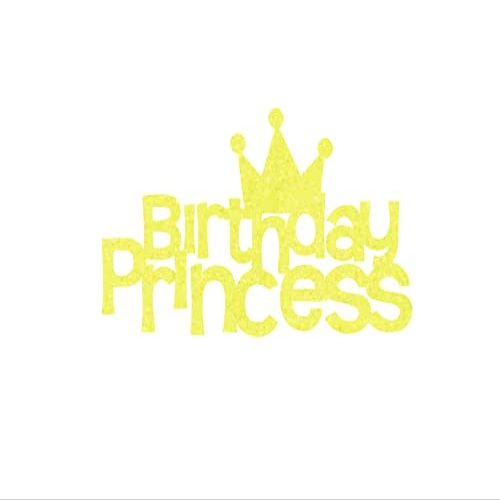 Birthday Princess Iron On Transfer Shirt Decal, Neon Yellow Glitter