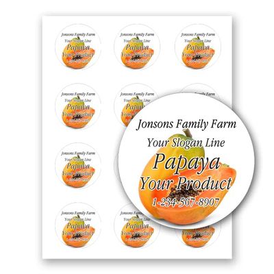 Fruit Adhesive 2 inch Round Paper Labels for Mason Jar Leeds Gift Box Home Canning Jam Jelly Marmalade Candy Syrup Preserves Personalized Farm Kitchen Name (Papaya, 180 Labels on 15 Sheets)