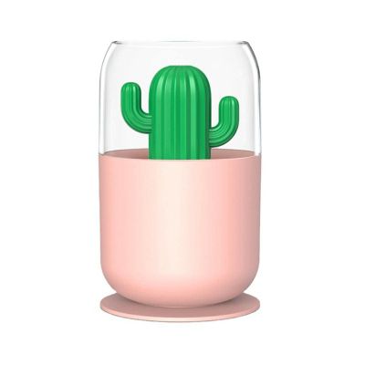 Youping Desktop air humidifier, Mini Cactus Rainbow Night Light, Durable humidifier, Cold Fog humidifier, no Water, Automatically Close The Home Office Room Pink