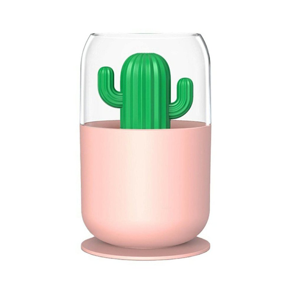 Youping Desktop air humidifier, Mini Cactus Rainbow Night Light, Durable humidifier, Cold Fog humidifier, no Water, Automatically Close The Home Office Room Pink