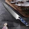 Chef Knife, Fish Bone Pattern Chef Knife Damascus Steel Kitchen Knife Santoku Frozen Salmon Slicing Knife Kitchen Items Chef Knife Kitchen Knife BY KKZY view 1