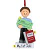 2025 New Job Holding Check - Male Brown Hair - Personalized Christmas Ornament - Employee Promotion - Perfect Handwriting - 1st Employment view 2