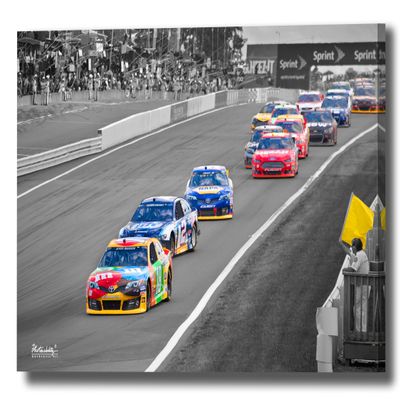 Photonability NASCAR Watkins Glen International Raceway Kyle Busch Keselowski Car Racing Sports Yellow Flag Strater Stand Wall Art Canvas Giclee (36 x 48 x 1.25 inches)