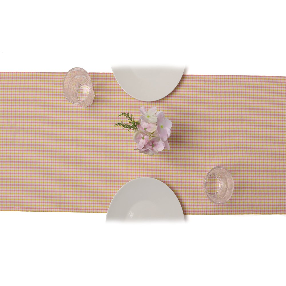 Ruth&Boaz 100% Cotton Seersucker Gingham Tablecloth for Summer Parties, Weddings, Picnics, and Everyday Use (Yellow, Runner 12"x72")