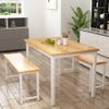 AWQM Dining Table Set with Two Benches, Kitchen Table Set for 4-6 Persons, Kitchen Table of 47.2 x 28.7 x 28.7 Inches, Bench of 41.3 x 11.8 x 17.7 Inches Each, Oak view 2