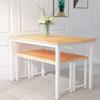 AWQM Dining Table Set with Two Benches, Kitchen Table Set for 4-6 Persons, Kitchen Table of 47.2 x 28.7 x 28.7 Inches, Bench of 41.3 x 11.8 x 17.7 Inches Each, Oak view 3