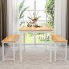 AWQM Dining Table Set with Two Benches, Kitchen Table Set for 4-6 Persons, Kitchen Table of 47.2 x 28.7 x 28.7 Inches, Bench of 41.3 x 11.8 x 17.7 Inches Each, Oak view 4