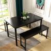 AWQM Dining Table Set with Two Benches, Kitchen Table Set for 4-6 Persons, Kitchen Table of 47.2 x 28.7 x 28.7 Inches, Bench of 41.3 x 11.8 x 17.7 Inches Each, Black view 1