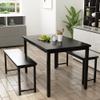 AWQM Dining Table Set with Two Benches, Kitchen Table Set for 4-6 Persons, Kitchen Table of 47.2 x 28.7 x 28.7 Inches, Bench of 41.3 x 11.8 x 17.7 Inches Each, Black view 2