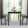 AWQM Dining Table Set with Two Benches, Kitchen Table Set for 4-6 Persons, Kitchen Table of 47.2 x 28.7 x 28.7 Inches, Bench of 41.3 x 11.8 x 17.7 Inches Each, Black view 4