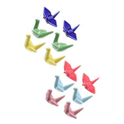 BESPORTBLE 12pcs Porcelain Chopsticks Rest Japanese Origami Crane Shape Holder Chopstick Stand Rack Pen Rack for Wedding Dining Table Decor Guest (Mixed Color)