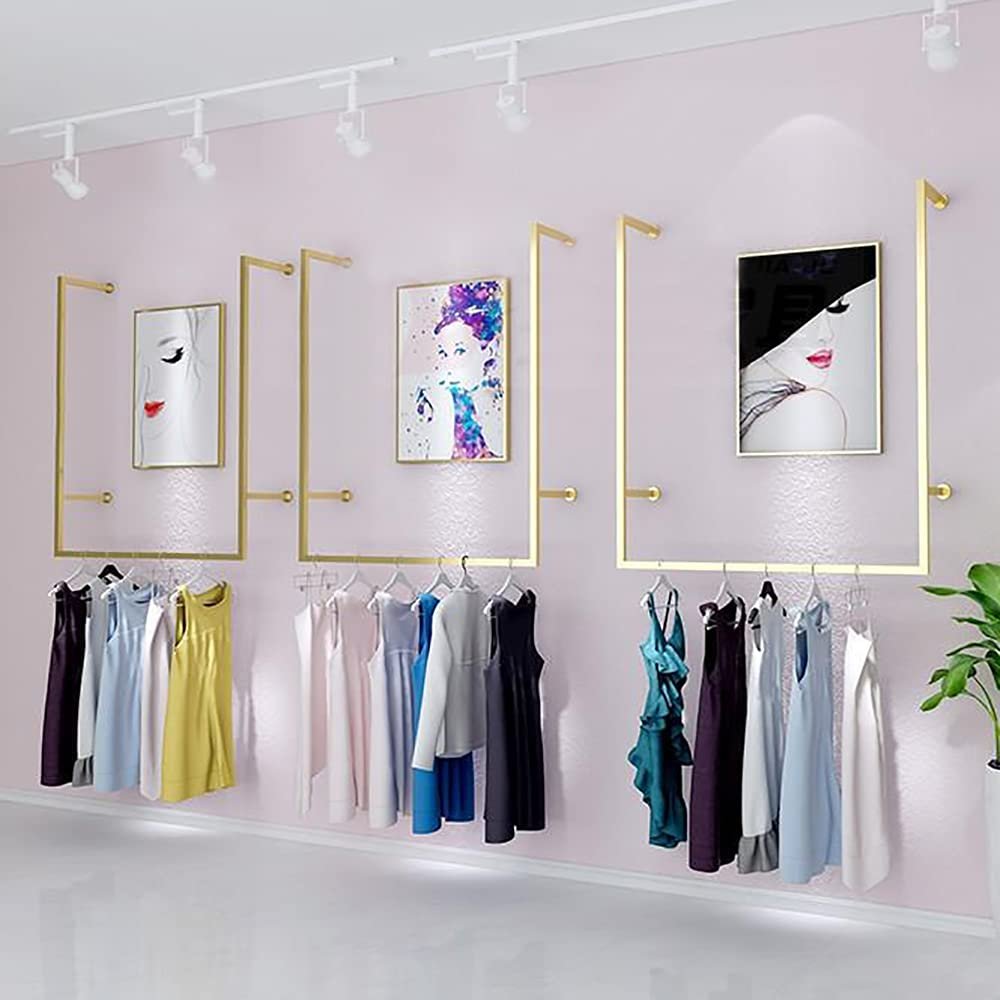 Commercial Grade Clothing Garment Rack, Simple Houseware Heavy Duty Detachable Wall Mounted Gold Garment Bar, U-Shaped Shelf Wedding Dress Organization