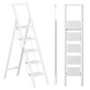SOLADDER 5 Step Ladder, Folding Step Stool, White Foldable Iron Ladder for 10 Foot High Ceiling with Anti-Slip Wide Sturdy Pedal and Handgrip, Multi-Use for Home (300 lbs Capacity) view 1