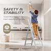 SOLADDER 5 Step Ladder, Folding Step Stool, White Foldable Iron Ladder for 10 Foot High Ceiling with Anti-Slip Wide Sturdy Pedal and Handgrip, Multi-Use for Home (300 lbs Capacity) view 4