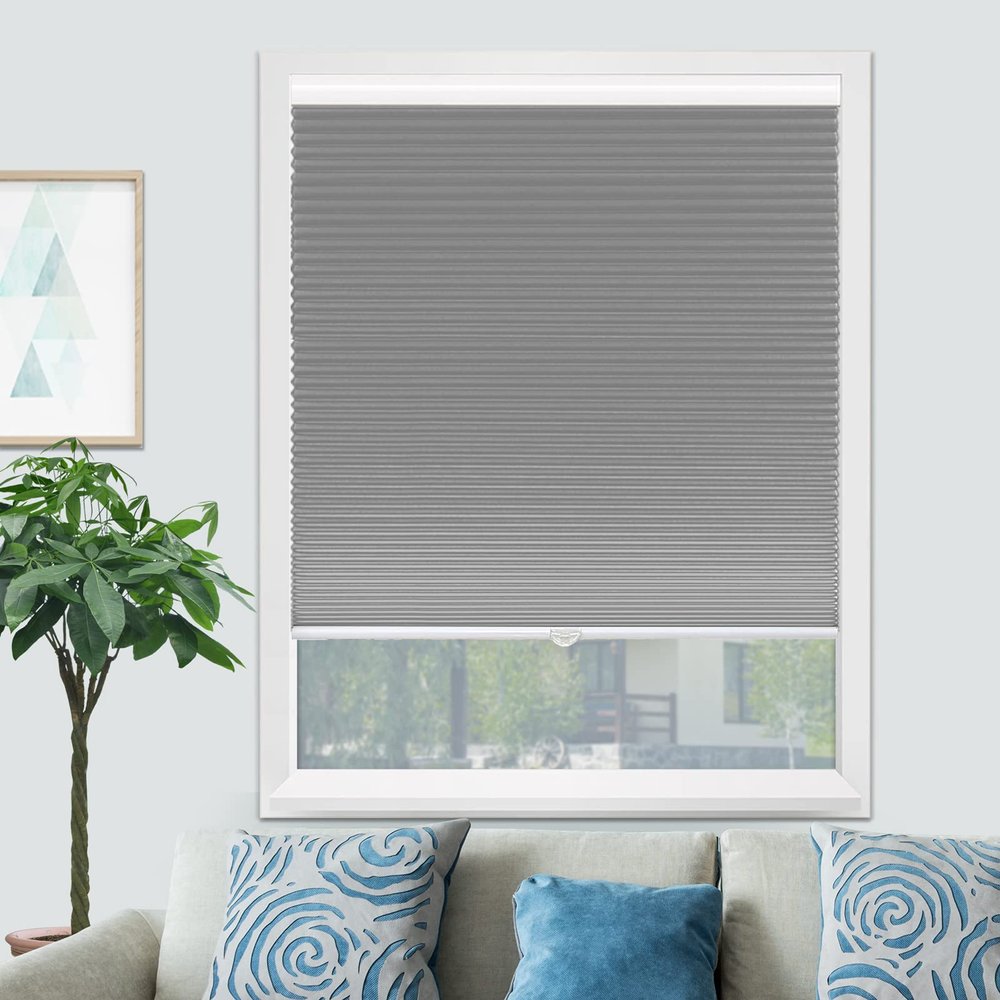 Blackout Cordless Cellular Shades, Total Privacy Honeycomb Blinds, Safe Push-Pull, Pleated Fabric Blinds for Windows, UV and Noise Insulation [Grey-Blackout, Size 31" W x 56" H] Custom Size