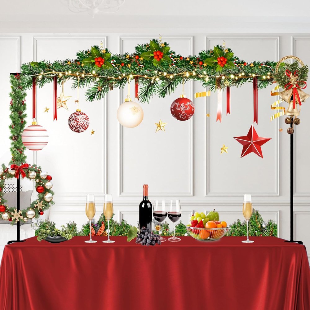Hopesun Over The Table Rod Stand with Clamps 49-102" Adjustable Metal Balloon Arch Stand Flower Table Arch Suitable for Birthday,Party,Wedding,Halloween,Xmas Decoration,Black