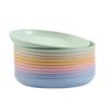 Boagkaah 12Pcs 9 Inch Lightweight Wheat Straw Plates,Plastic Plates Reusable, Assorted Colors Dinnerware Sets, Dishwasher Safe view 1