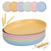 Boagkaah 12Pcs 9 Inch Lightweight Wheat Straw Plates,Plastic Plates Reusable, Assorted Colors Dinnerware Sets, Dishwasher Safe view 2