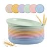 Boagkaah 12Pcs 9 Inch Lightweight Wheat Straw Plates,Plastic Plates Reusable, Assorted Colors Dinnerware Sets, Dishwasher Safe view 3