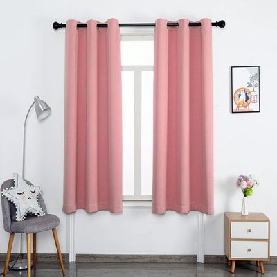 ZJXSNEH Grommet Blackout Curtains for Bedroom and Living Room Thermal Insulated Room White Breite Light Pink Width 149 x Height 70inch|2 Panels