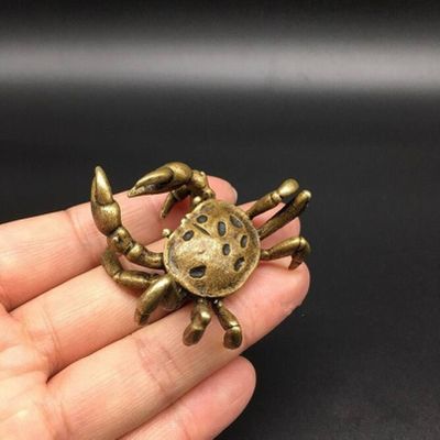AOBRICON Copper Statue Brass Carved Animal Crab Eight Party Money Exquisite Small Figurines Home Ornament Collectable