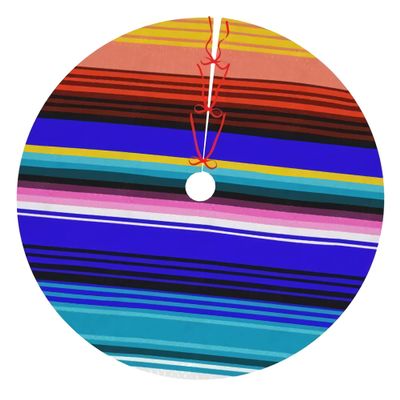 Christmas Tree Skirt Mexican Stripes 30 Inch Plush Xmas Tree Skirt Santa Tree Mat Festive Holiday Party Home New Year House Decorations