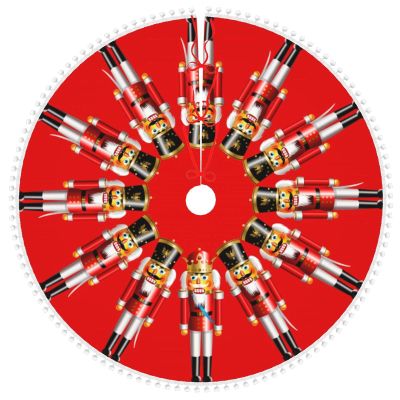 Christmas Tree Skirt Nutty Nutcrackers Army 30 Inch Plush Xmas Tree Skirt Santa Tree Mat Festive Holiday Party Home New Year House Decorations