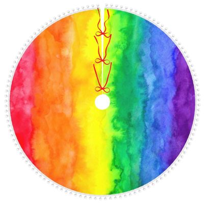 Christmas Tree Skirt Rainbow Wash 30 Inch Plush Xmas Tree Skirt Santa Tree Mat Festive Holiday Party Home New Year House Decorations