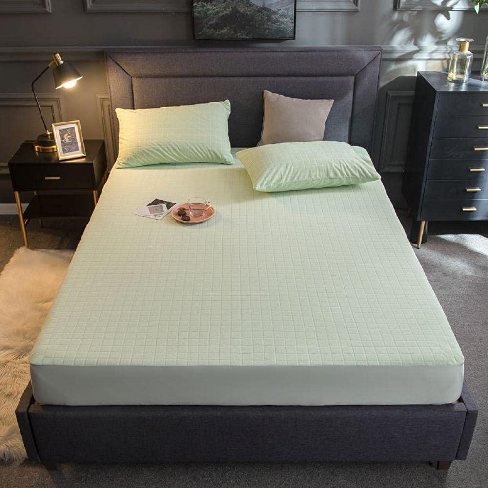 CFYCYHDZHT Bed Cover Room Cotton Solid Color Terry Cloth Waterproof Mattress Protector Elder Kids Bedroom Urinary Fitted Sheets Light Green 120cmx200cm