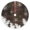Christmas Tree Skirt Snow Pine Trees Brown Rustic Wood Winter 30 Inch Plush Xmas Tree Skirt Santa Tree Mat Festive Holiday Party Home New Year House Decorations view 1