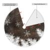 Christmas Tree Skirt Snow Pine Trees Brown Rustic Wood Winter 30 Inch Plush Xmas Tree Skirt Santa Tree Mat Festive Holiday Party Home New Year House Decorations view 2