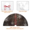 Christmas Tree Skirt Snow Pine Trees Brown Rustic Wood Winter 30 Inch Plush Xmas Tree Skirt Santa Tree Mat Festive Holiday Party Home New Year House Decorations view 4