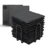 12 Pack Slate Drink Coasters with Metal Holder, VIBRATITE 4 Inch Black Slate Stone Coasters Bulk Laser Engraving Blanks with Anti-Scratch Bottom for Drink Coffee Bar Kitchen Home Decor, Square view 1