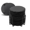 12 Pack Slate Drink Coasters with Metal Holder, VIBRATITE 4 Inch Black Slate Stone Coasters Bulk Laser Engraving Blanks with Anti-Scratch Bottom for Drink Coffee Bar Kitchen Home Decor, Round view 1