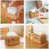 5 Inch Tall Rattan Tissue Box Cover Rectangular with Hinged Top Lid and Bead, Boho Woven Facial Napkin Holder, Decorative Napkin Dispenser Holder Organizer for Dresser Bathroom Dcor, Brown view 4