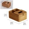 amololo Creative Handmade Square Rattan Tissue Box, Decorative Napkin Holder with 2 Compartments and Lid, Facial Tissue Box Holder Cover for Pen Pencil, Remote Control, Smart Phone, Brown, 8.7 Inch view 2