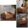 amololo Creative Handmade Square Rattan Tissue Box, Decorative Napkin Holder with 2 Compartments and Lid, Facial Tissue Box Holder Cover for Pen Pencil, Remote Control, Smart Phone, Brown, 8.7 Inch view 4