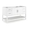 Harrison 60 in. W Vanity Cabinet Only, Modern Solid Pine Wood Construction, Nickel Hardware, Soft-Close Drawers, Adjustable Height Levelers, White view 1
