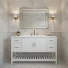 Harrison 60 in. W Vanity Cabinet Only, Modern Solid Pine Wood Construction, Nickel Hardware, Soft-Close Drawers, Adjustable Height Levelers, White view 2