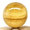2" Golden Honey Fluorite Sphere Sparkling Natural Mineral Ball UV Reactive Crystal Polished Gemstone - India + Stand view 1