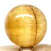 2" Golden Honey Fluorite Sphere Sparkling Natural Mineral Ball UV Reactive Crystal Polished Gemstone - India + Stand view 3