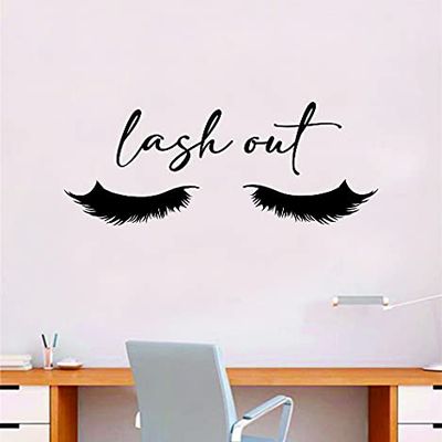 Lash Out V3 Wall Decal Home Decor Art Vinyl Sticker Quote Bedroom Teen Inspirational Girls Teen Makeup Make Up Lashes Brows Eyelashes Eyebrows Lipstick Mascara Eyeliner Beauty Cosmetics